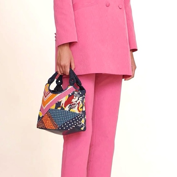 🌺🎉HP🎉🌺 NWT Staud Beaded Cote Bag Patchwork Foulard 🌟Rare Find🌟 - Picture 9 of 16